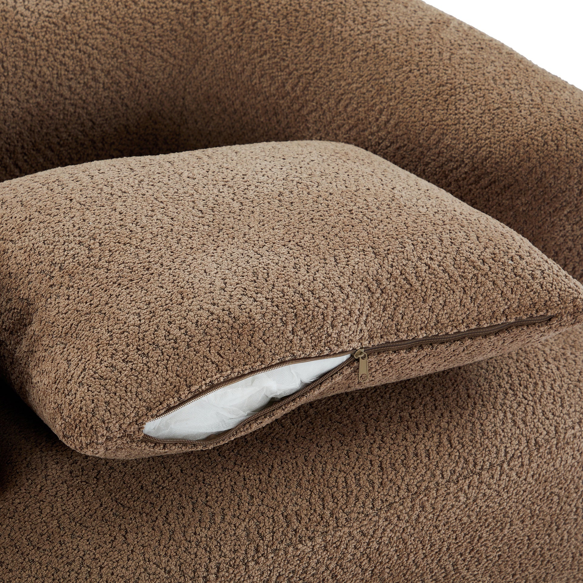 360° Swivel Chair, 38.2" Accent Chair Sofa, Upholstered Swivel Barrel Sofa Chair with a Throw Pillow for Living Room, Bedroom, Office and Hotel, Dark Brown