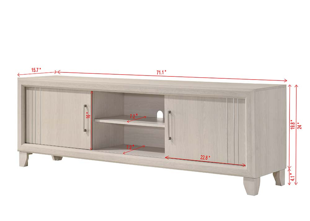 Contemporary 1pc TV Stand Media Console Open Shelves Silver-toned Hardware Entertainment Console Wooden Living Room Furniture Beige Finish