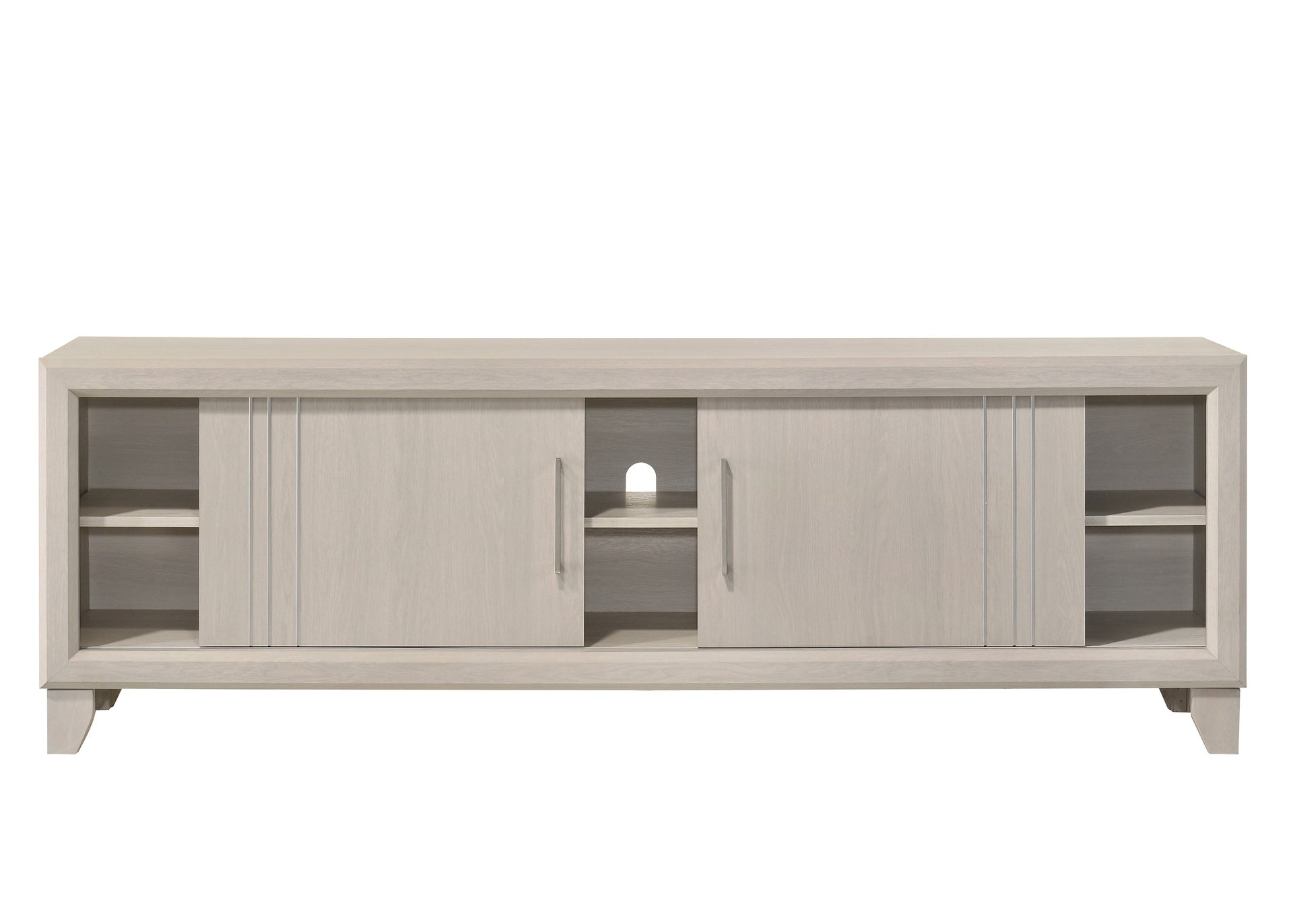 Contemporary 1pc TV Stand Media Console Open Shelves Silver-toned Hardware Entertainment Console Wooden Living Room Furniture Beige Finish