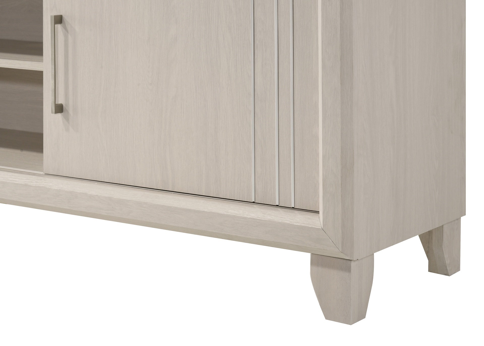 Contemporary 1pc TV Stand Media Console Open Shelves Silver-toned Hardware Entertainment Console Wooden Living Room Furniture Beige Finish