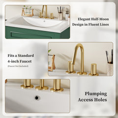 24" Bathroom Vanity with Integrated Ceramic Sink, Bathroom Cabinet with 2 Doors, Single Sink Bathroom Vanity for Small and Medium Restroom