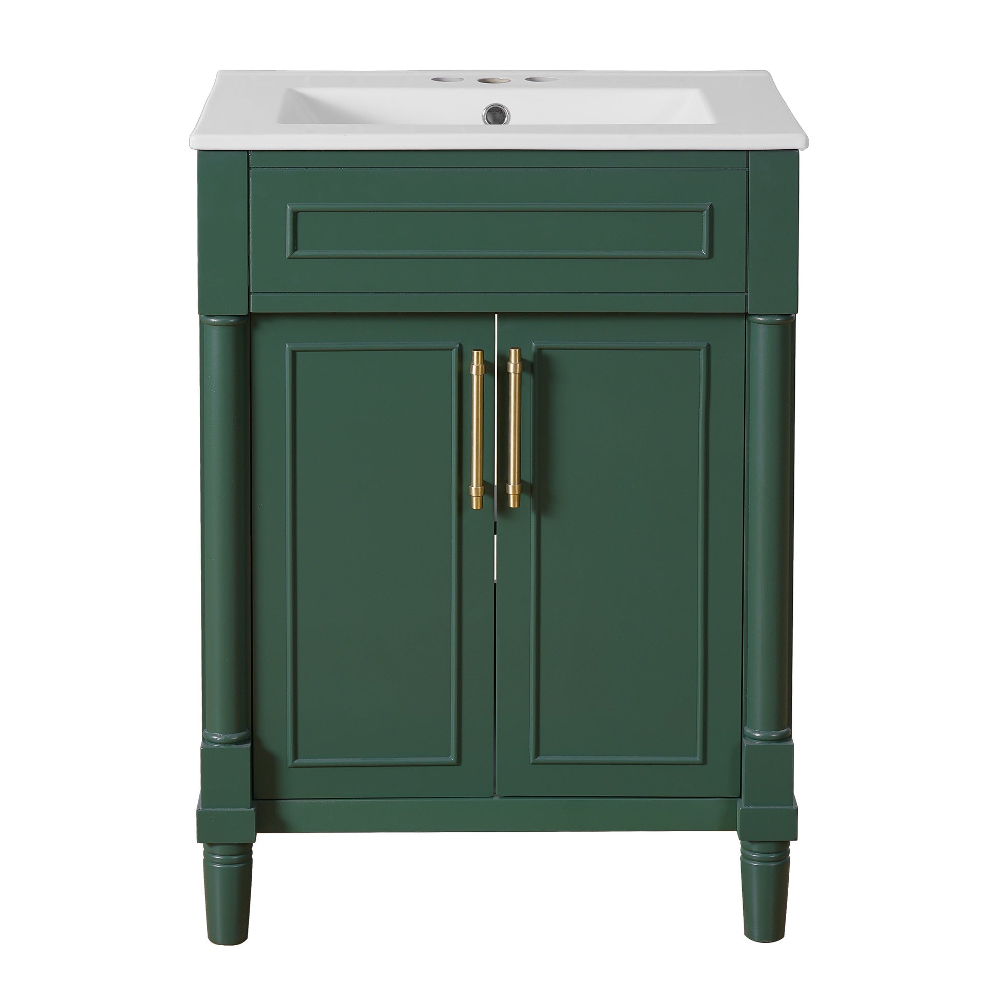 24" Bathroom Vanity with Integrated Ceramic Sink, Bathroom Cabinet with 2 Doors, Single Sink Bathroom Vanity for Small and Medium Restroom