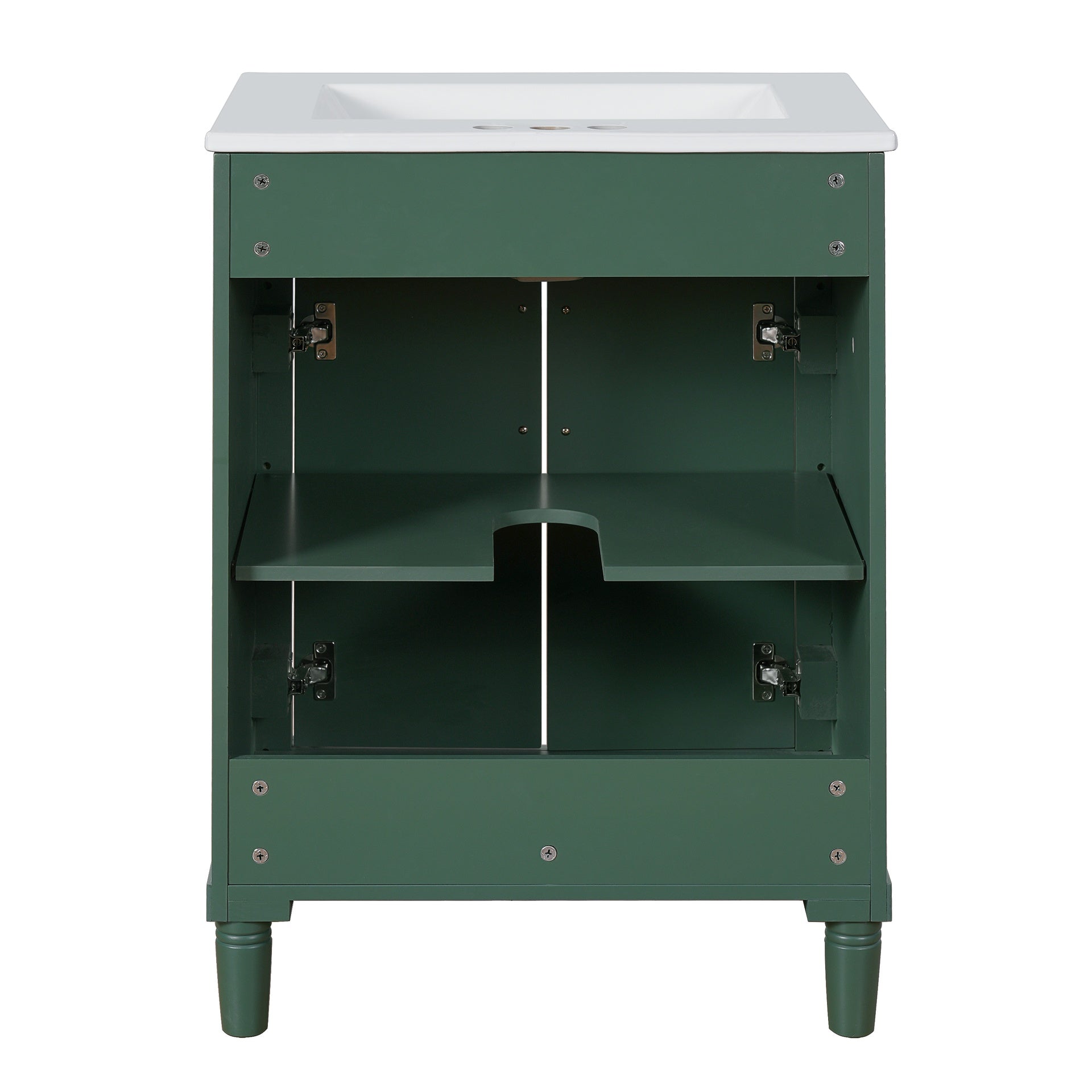 24" Bathroom Vanity with Integrated Ceramic Sink, Bathroom Cabinet with 2 Doors, Single Sink Bathroom Vanity for Small and Medium Restroom
