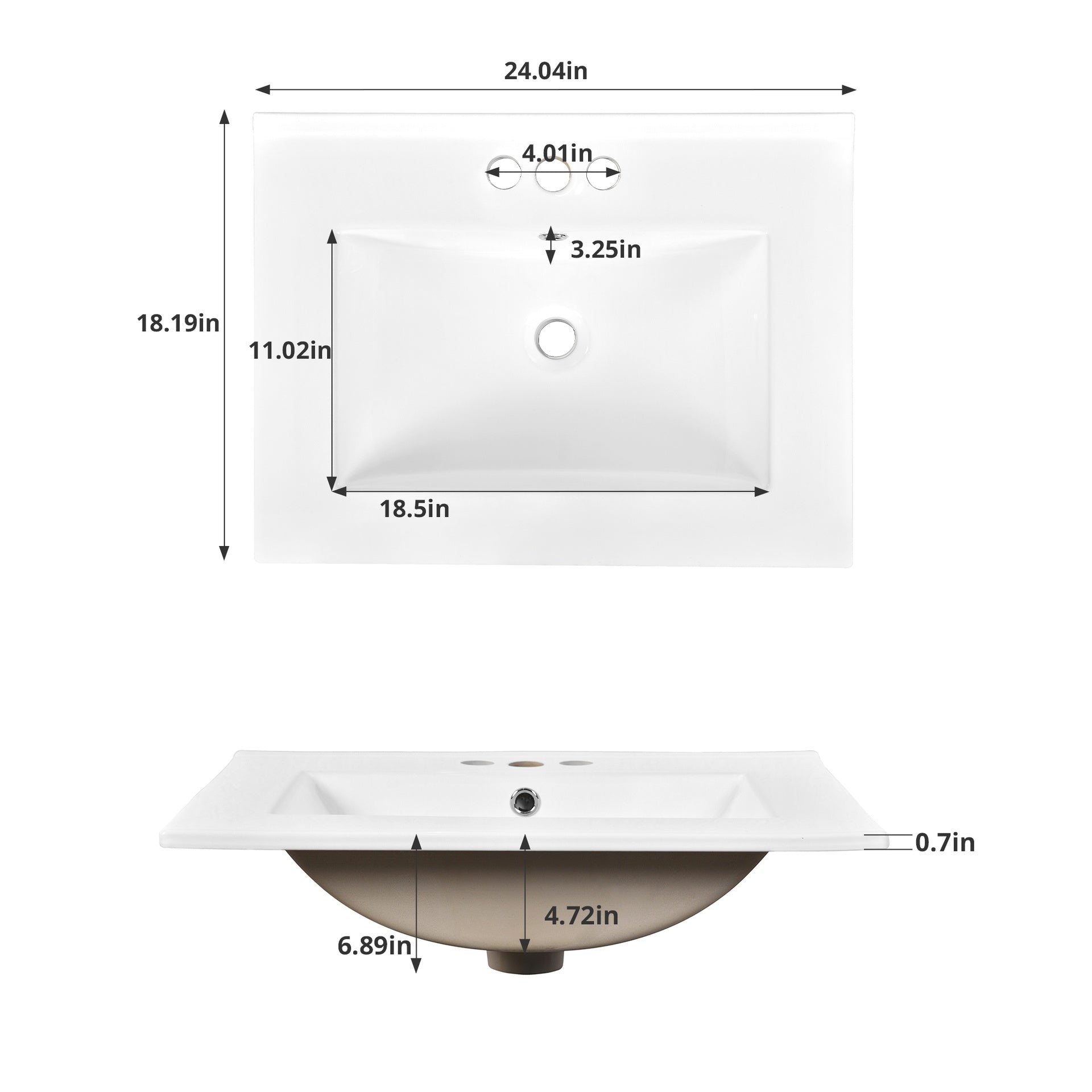 24" Bathroom Vanity with Integrated Ceramic Sink, Bathroom Cabinet with 2 Doors, Single Sink Bathroom Vanity for Small and Medium Restroom