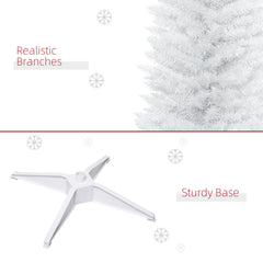HOMCOM 7' Artificial Pencil Christmas Tree, Slim Xmas Tree with 499 Realistic Branch Tips and Plastic Stand, White