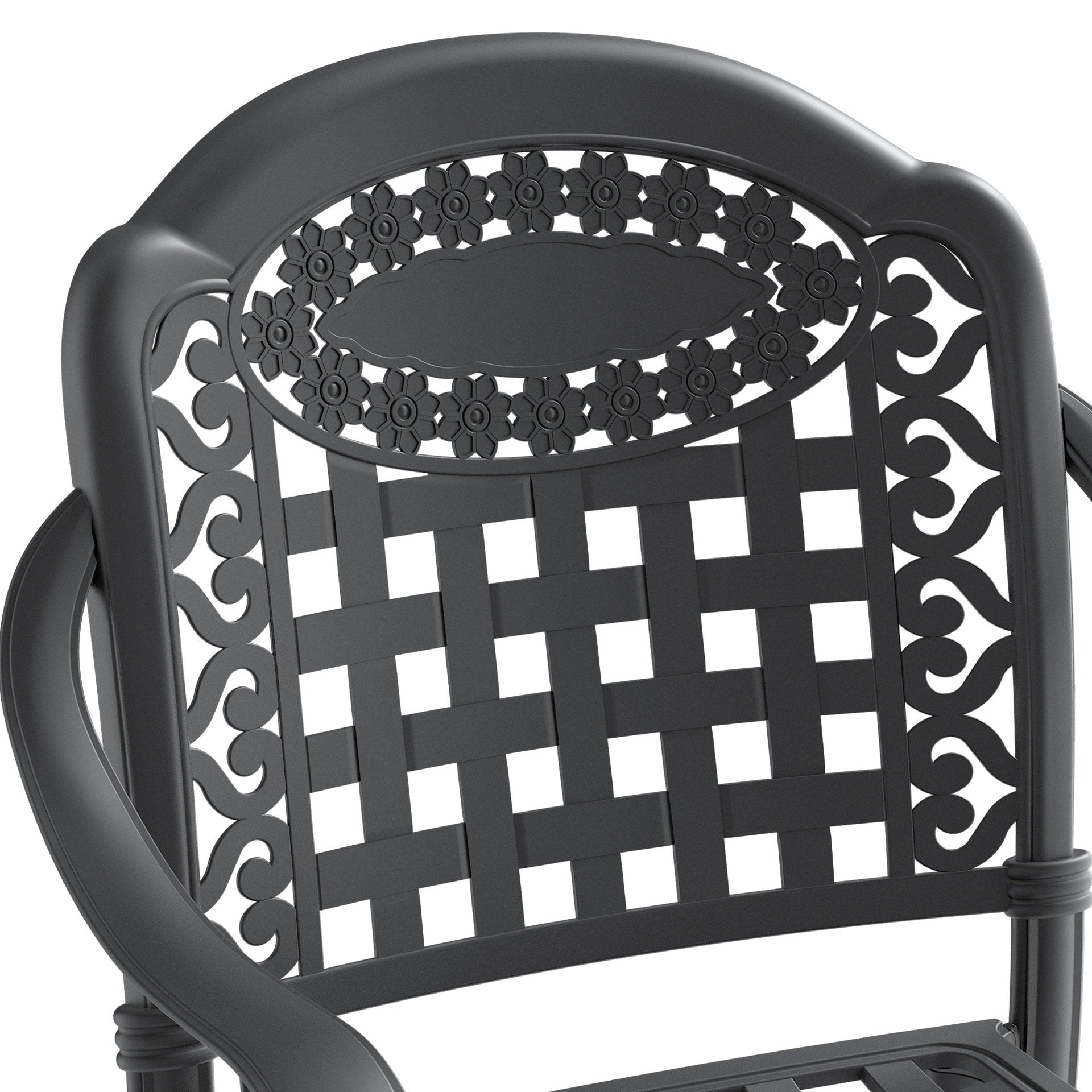 7-Piece All-Weather Cast Aluminum Dining Set, Include 2 Swivel Chairs,4 Dining Chairs and Rectangular Table With Black Frame(same sku:W1710S00377)