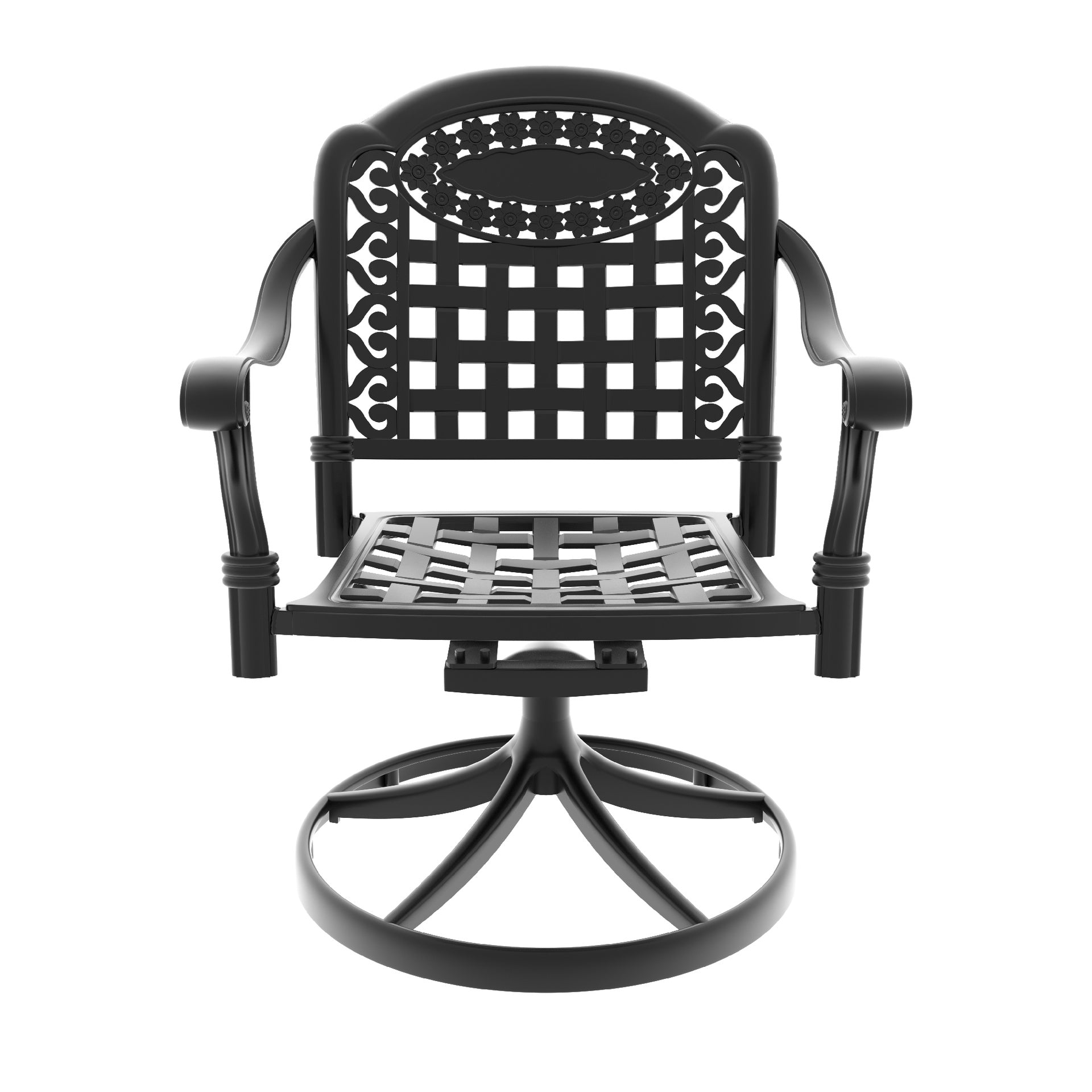7-Piece All-Weather Cast Aluminum Dining Set, Include 2 Swivel Chairs,4 Dining Chairs and Rectangular Table With Black Frame(same sku:W1710S00377)