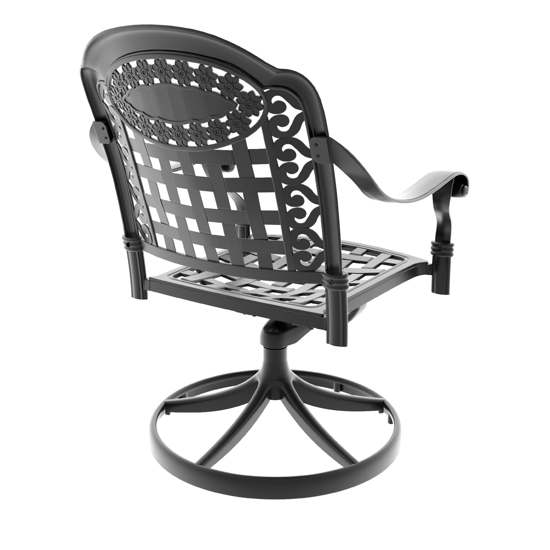 7-Piece All-Weather Cast Aluminum Dining Set, Include 2 Swivel Chairs,4 Dining Chairs and Rectangular Table With Black Frame(same sku:W1710S00377)
