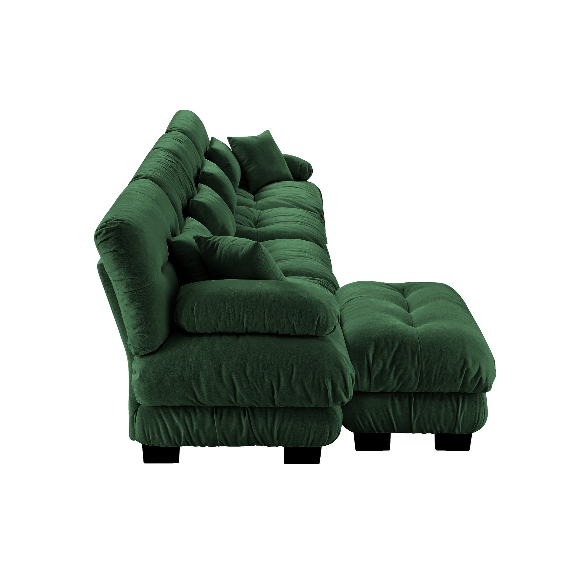 Free Combination, Modular Sectional Sofa,L Shaped Couch for Living Room, 4-Seater Comfy Cloud Couch with Convertible Ottoman,Chenille Green