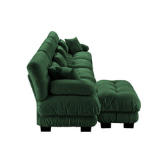 Free Combination, Modular Sectional Sofa,L Shaped Couch for Living Room, 4-Seater Comfy Cloud Couch with Convertible Ottoman,Chenille Green