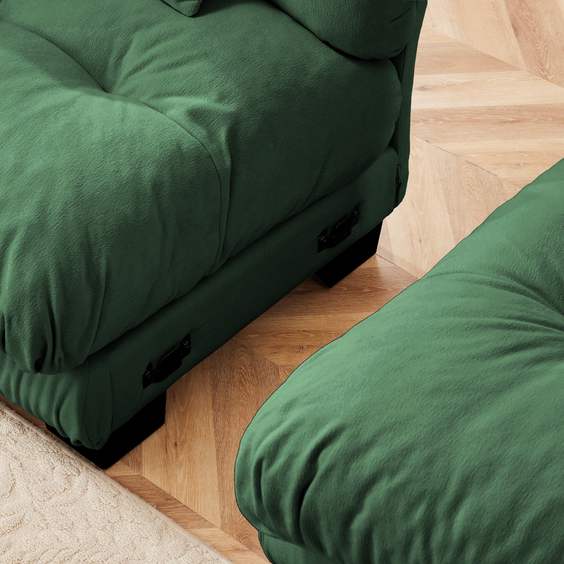 Free Combination, Modular Sectional Sofa,L Shaped Couch for Living Room, 4-Seater Comfy Cloud Couch with Convertible Ottoman,Chenille Green