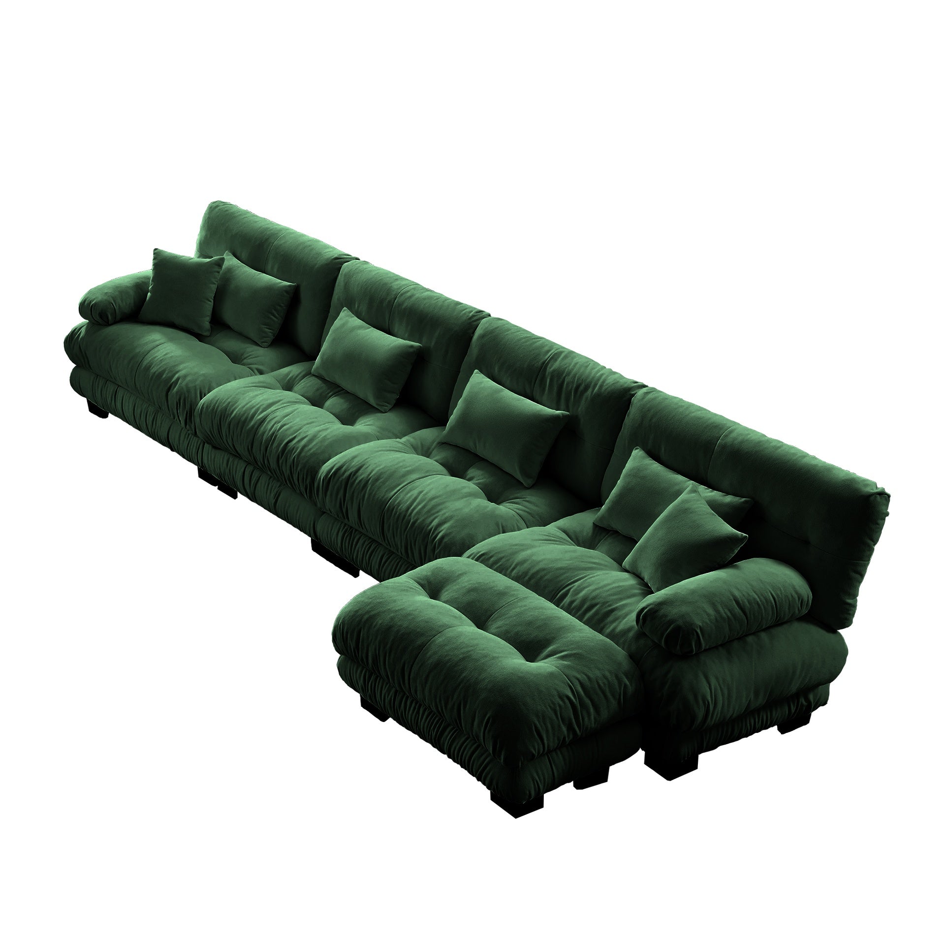 Free Combination, Modular Sectional Sofa,L Shaped Couch for Living Room, 4-Seater Comfy Cloud Couch with Convertible Ottoman,Chenille Green