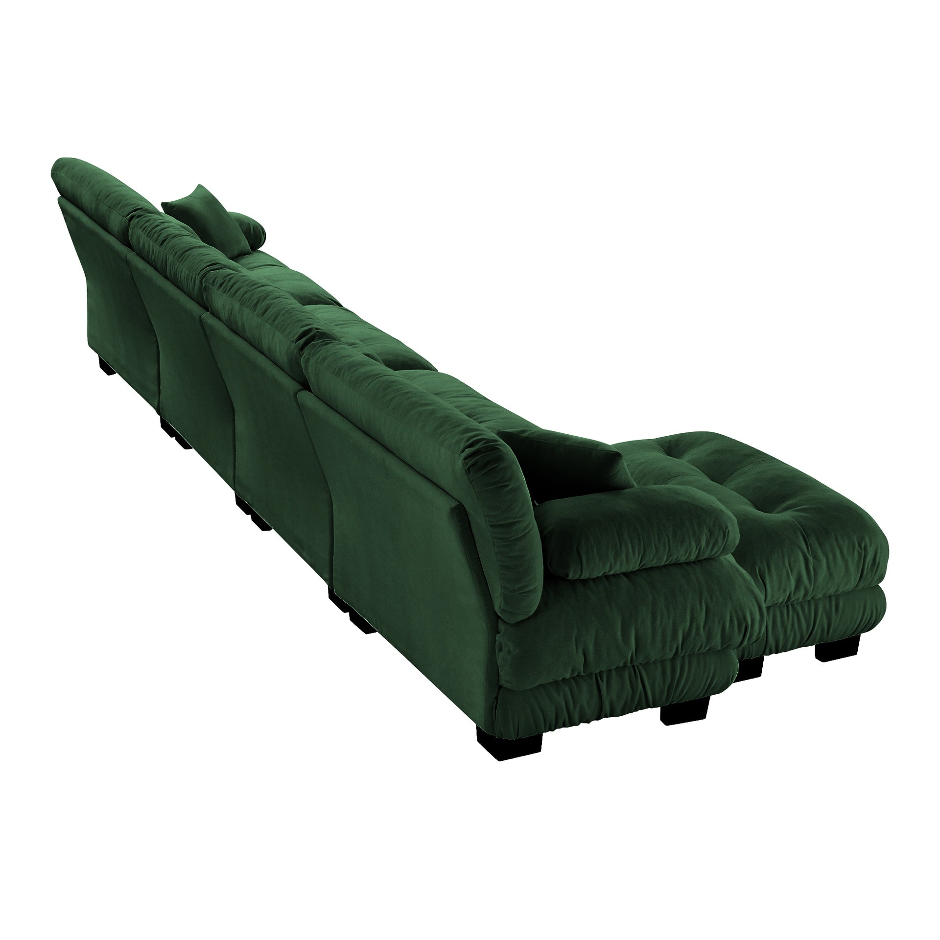 Free Combination, Modular Sectional Sofa,L Shaped Couch for Living Room, 4-Seater Comfy Cloud Couch with Convertible Ottoman,Chenille Green