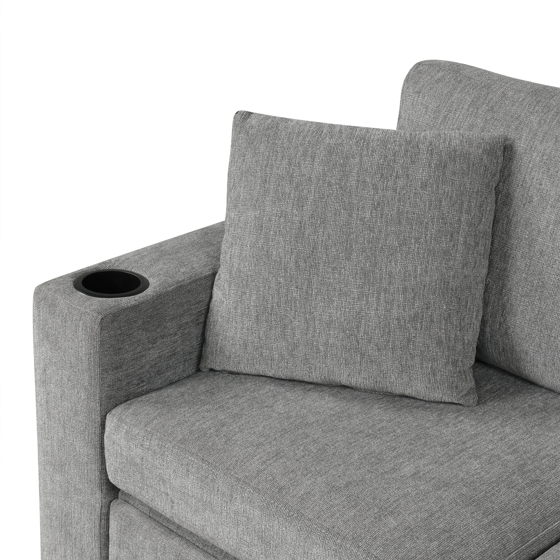109.1" Sectional Sofa Convertible Pull-out Sofa Bed L-shaped Sofa U-shaped Sofa with a Movable Storage Ottoman for Living Room, Gray