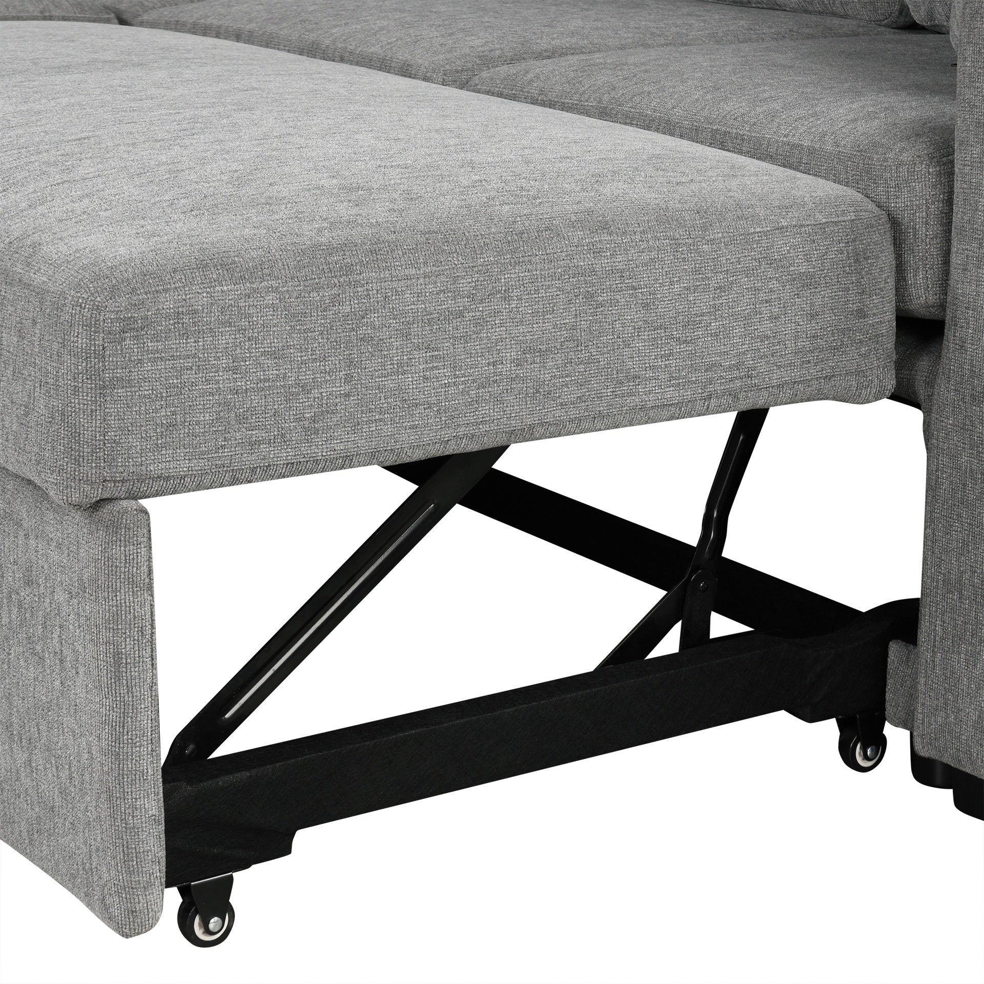 109.1" Sectional Sofa Convertible Pull-out Sofa Bed L-shaped Sofa U-shaped Sofa with a Movable Storage Ottoman for Living Room, Gray