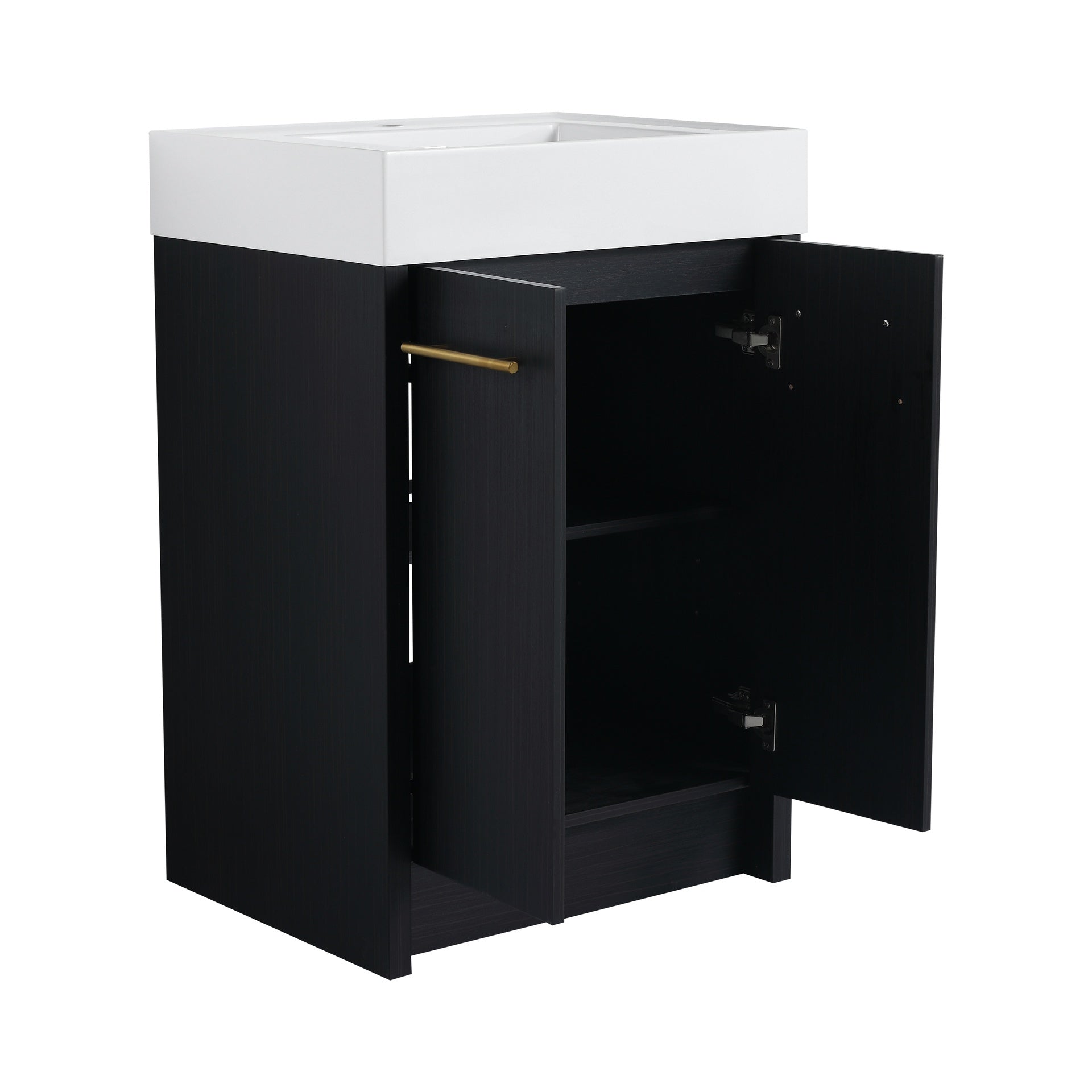 24 Inch Freestanding Bathroom Vanity with Resin Sink, With Soft Closing Door, KD-Package