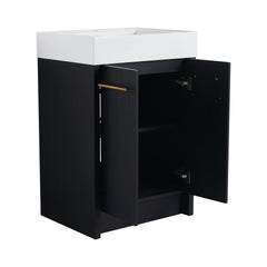 24 Inch Freestanding Bathroom Vanity with Resin Sink, With Soft Closing Door, KD-Package