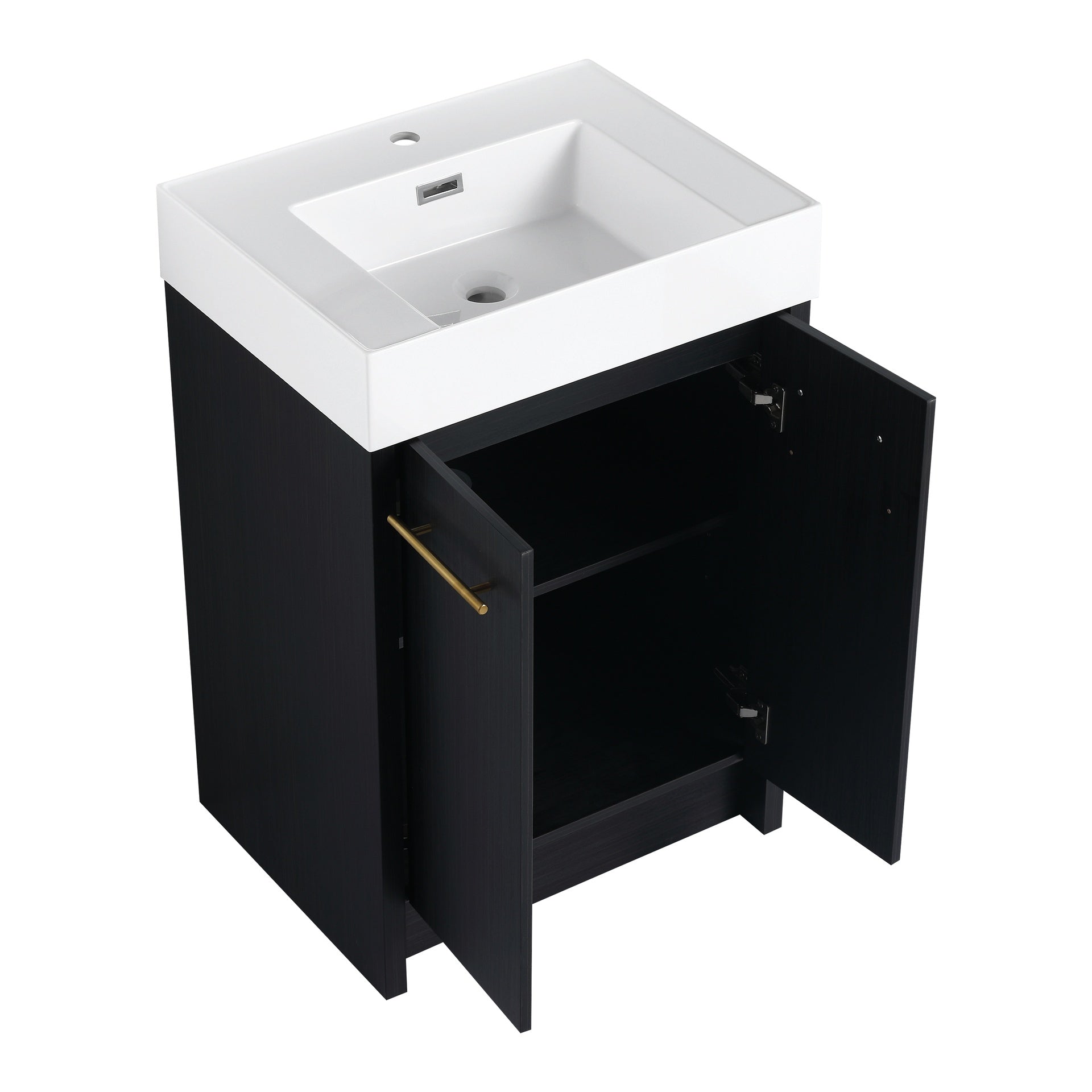 24 Inch Freestanding Bathroom Vanity with Resin Sink, With Soft Closing Door, KD-Package