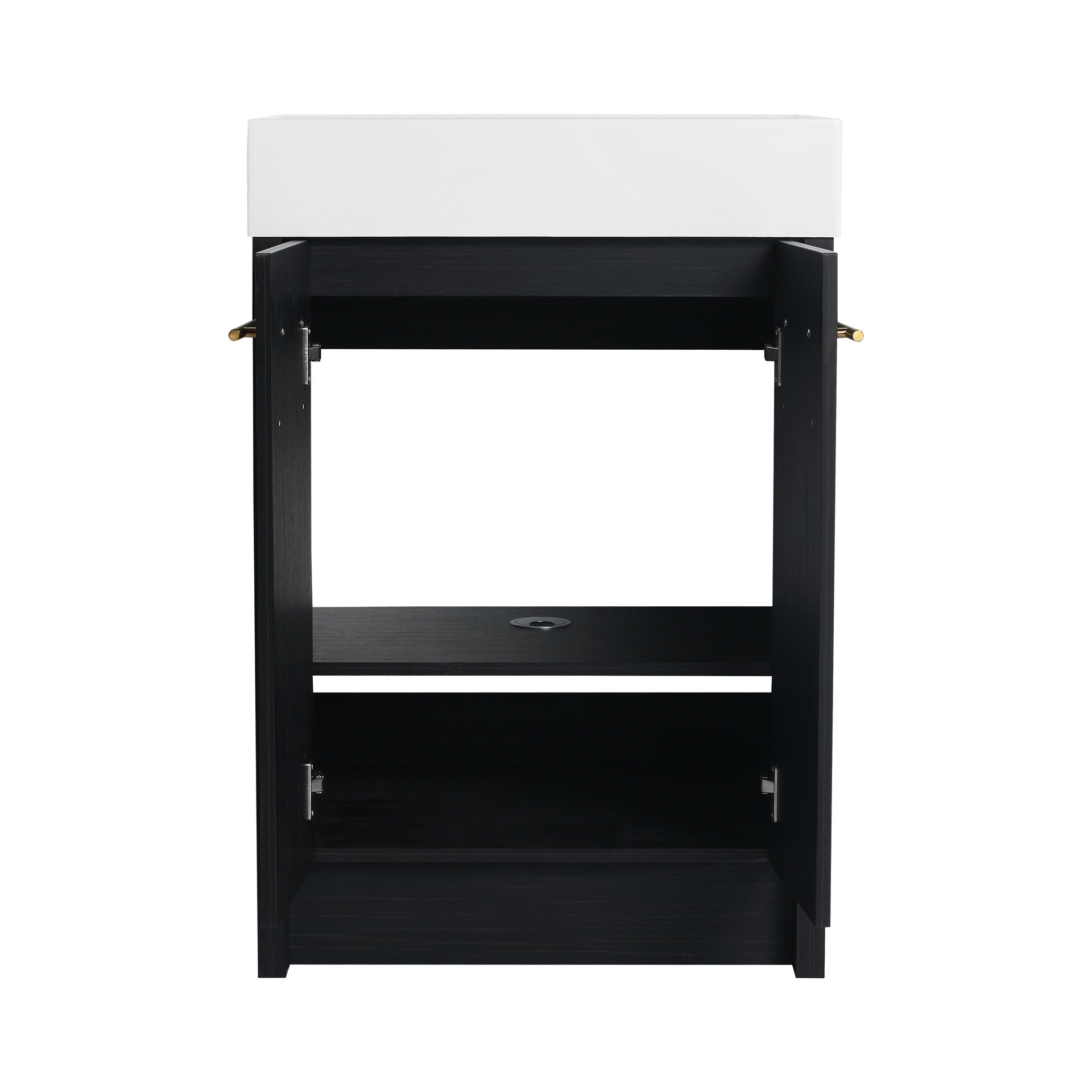 24 Inch Freestanding Bathroom Vanity with Resin Sink, With Soft Closing Door, KD-Package