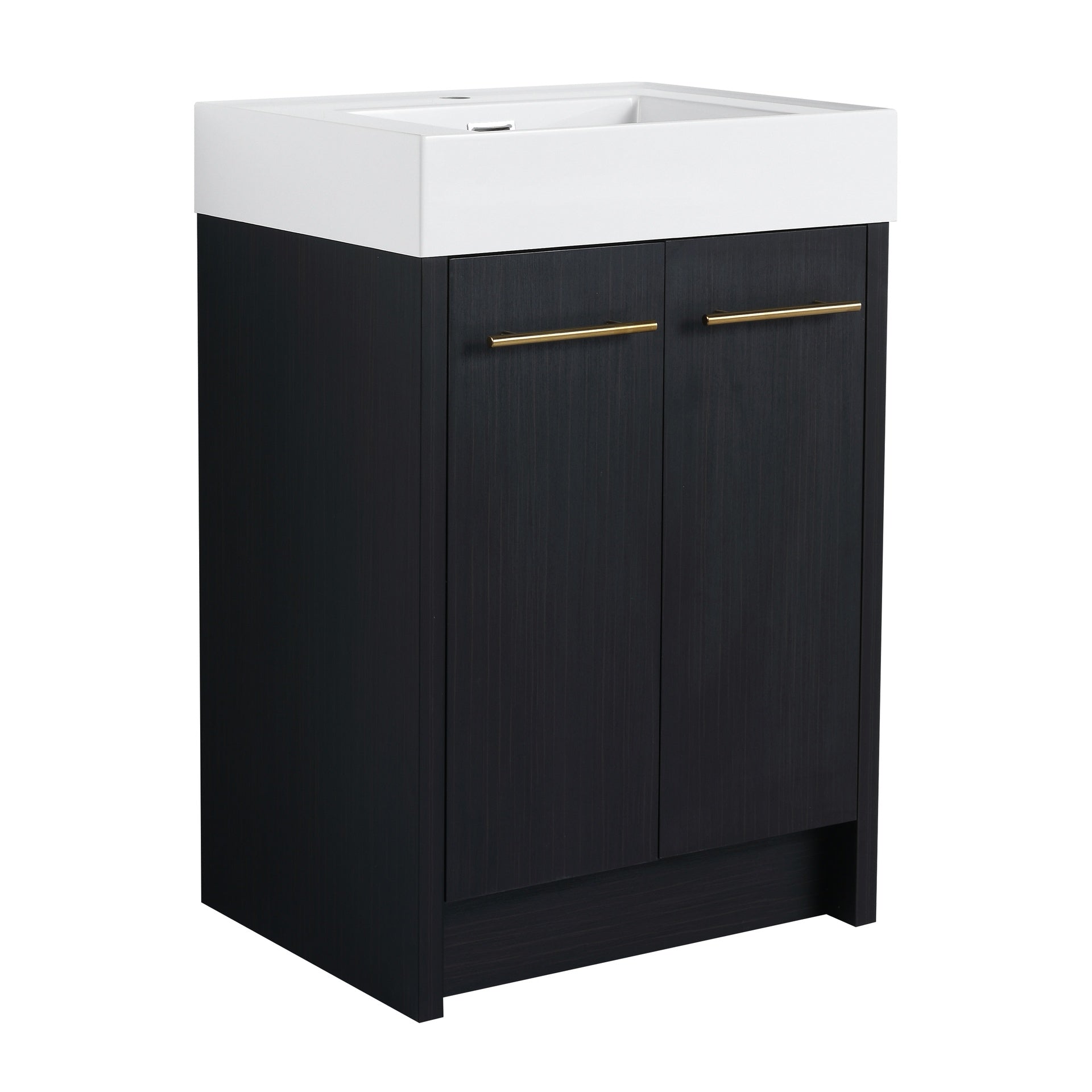 24 Inch Freestanding Bathroom Vanity with Resin Sink, With Soft Closing Door, KD-Package
