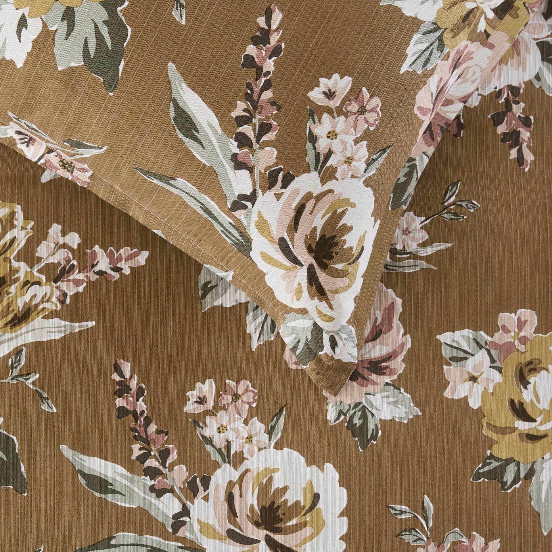 7-Piece King Vintage Floral Comforter Set, Terracotta