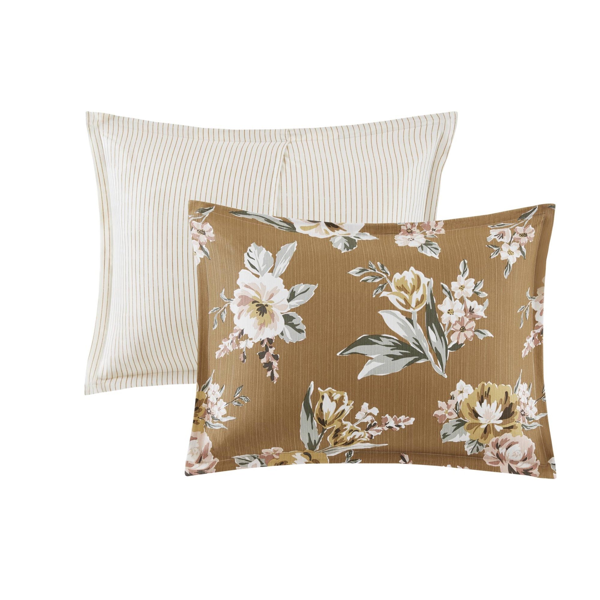 7-Piece King Vintage Floral Comforter Set, Terracotta