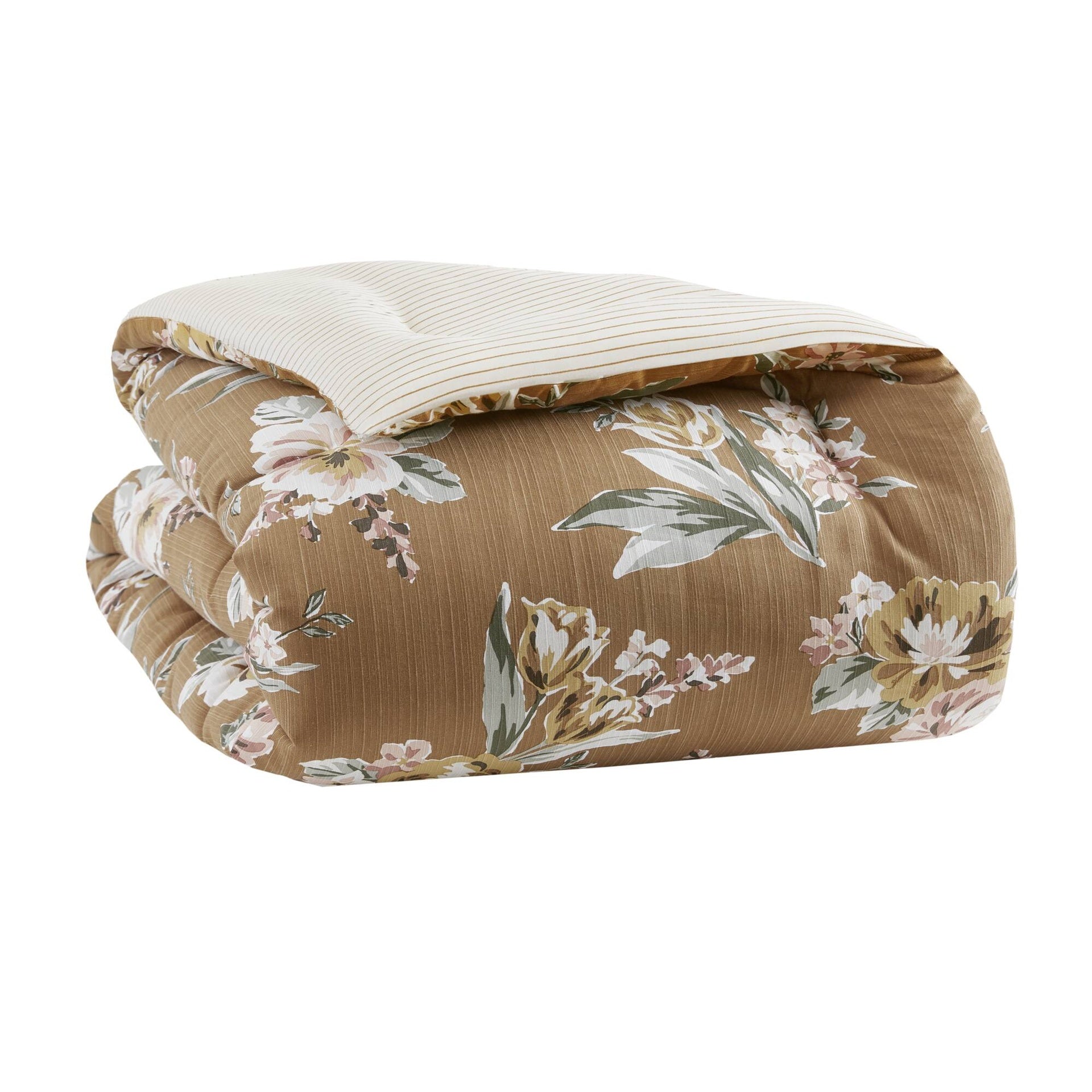7-Piece King Vintage Floral Comforter Set, Terracotta