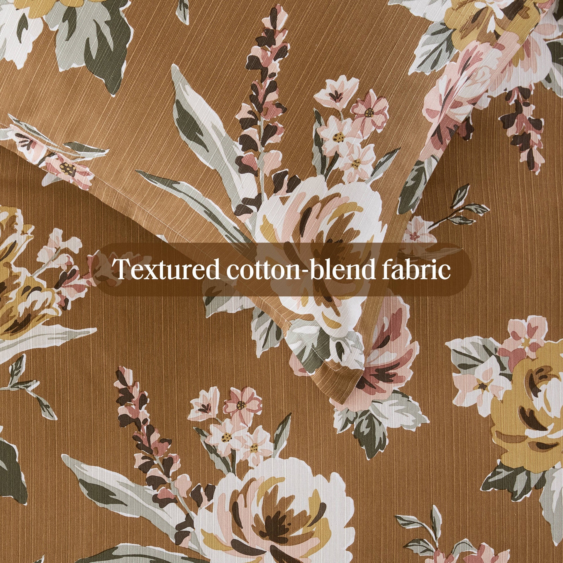 7-Piece King Vintage Floral Comforter Set, Terracotta