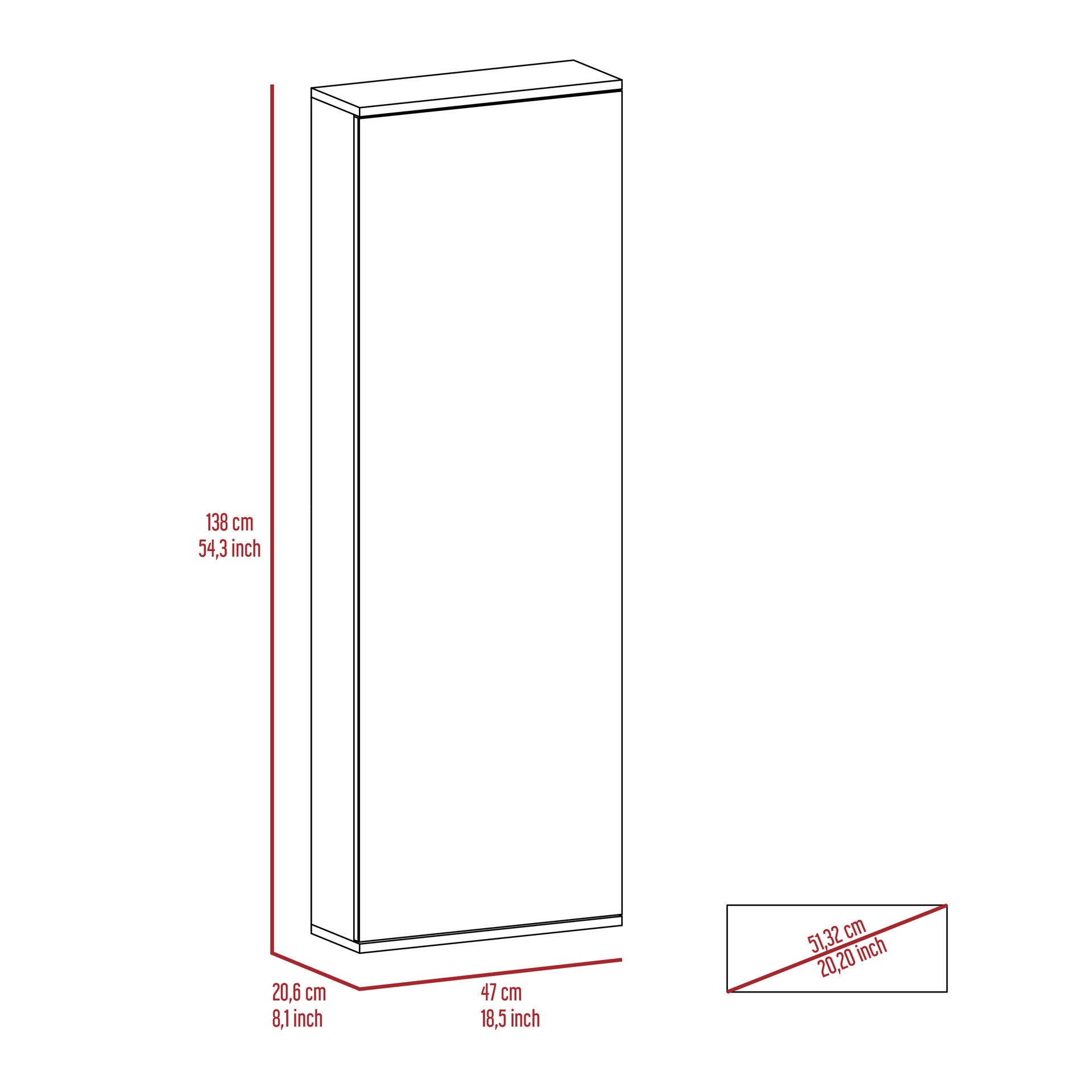 Connecticut Wall Mounted Shoe Rack, Mirror, Five Shelves, Ten Shoes Capacity
