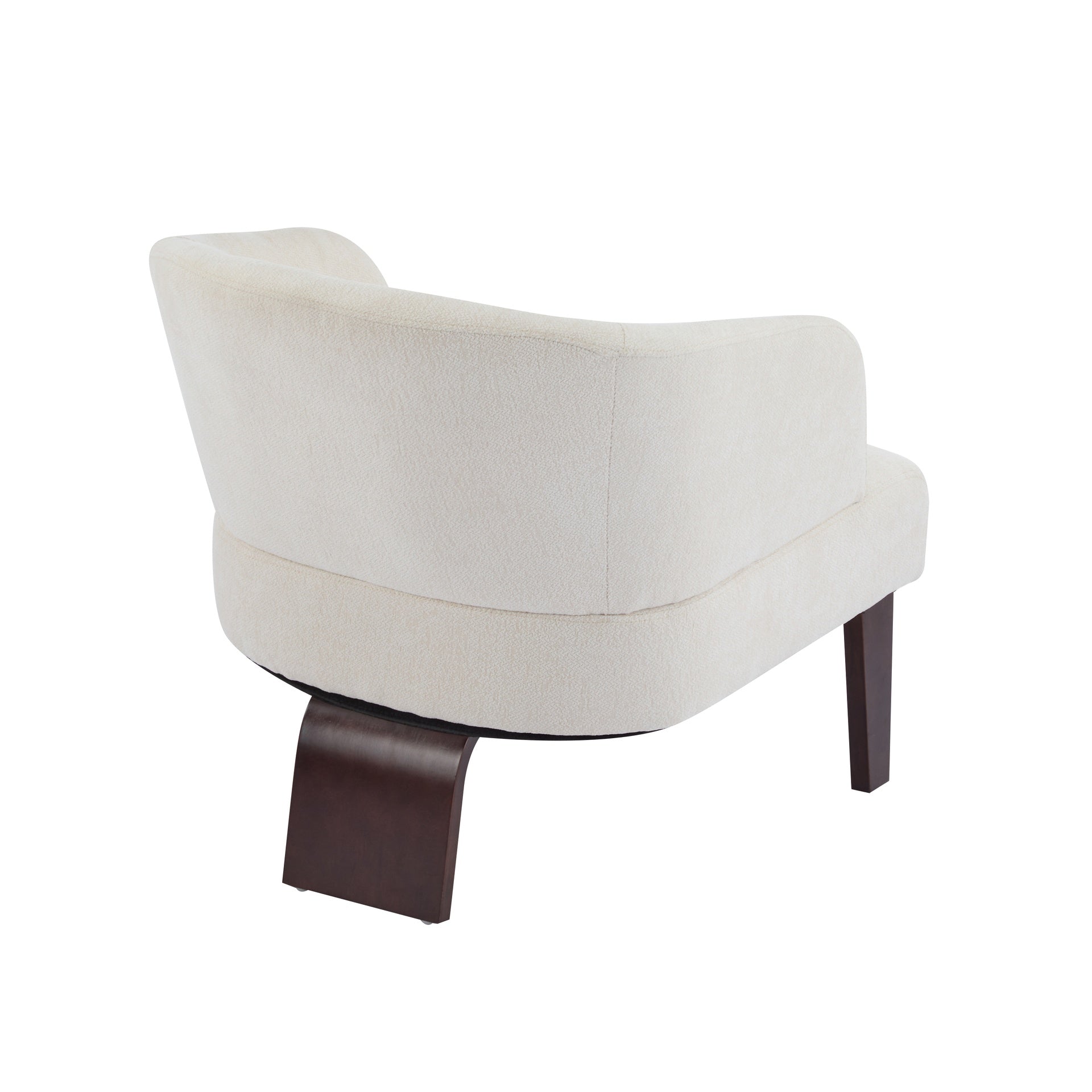 Modern Accent Chair with Round Back & Wooden Legs - Mid-Century Inspired Lounge Chair for Living Room, Bedroom, or Office - Soft Fabric Upholstery