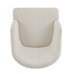 Modern Accent Chair with Round Back & Wooden Legs - Mid-Century Inspired Lounge Chair for Living Room, Bedroom, or Office - Soft Fabric Upholstery