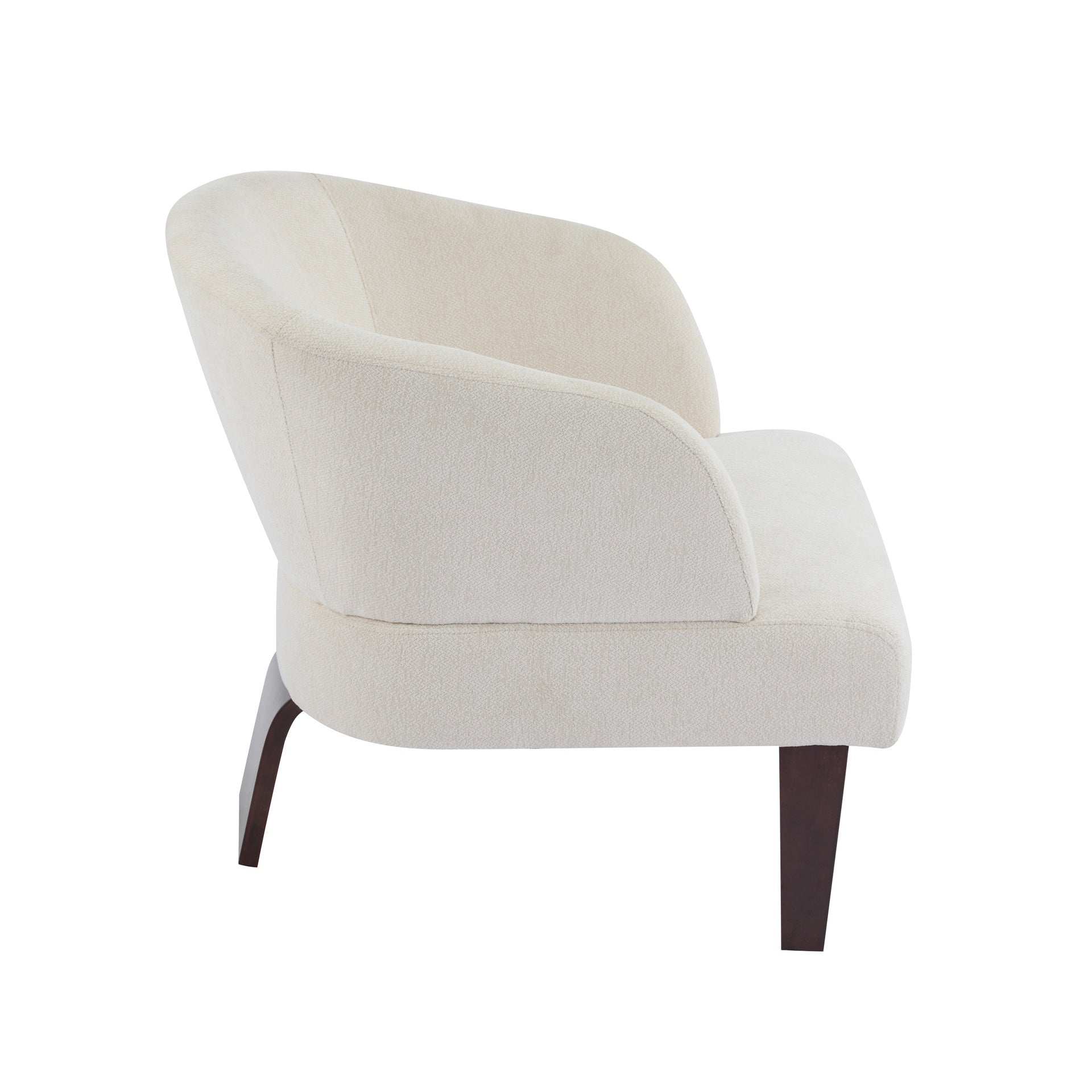 Modern Accent Chair with Round Back & Wooden Legs - Mid-Century Inspired Lounge Chair for Living Room, Bedroom, or Office - Soft Fabric Upholstery