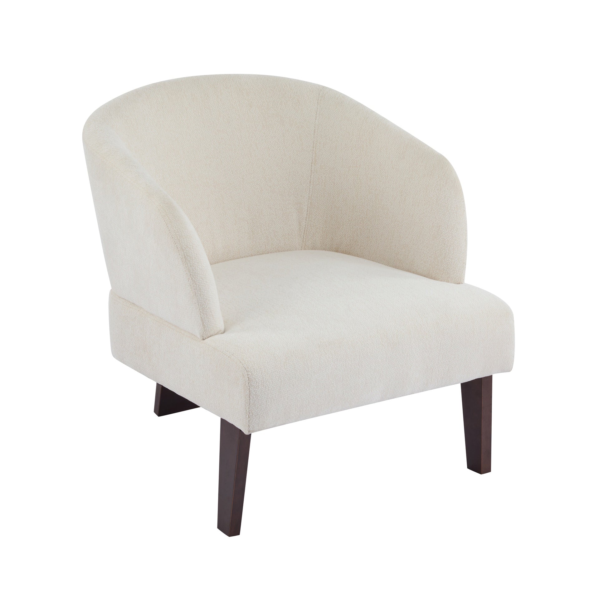 Modern Accent Chair with Round Back & Wooden Legs - Mid-Century Inspired Lounge Chair for Living Room, Bedroom, or Office - Soft Fabric Upholstery