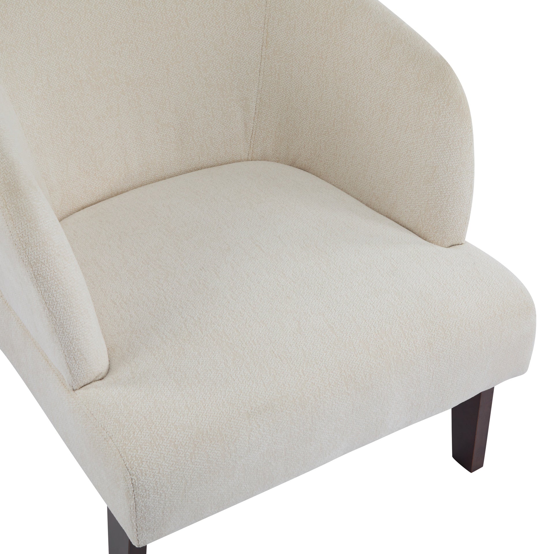 Modern Accent Chair with Round Back & Wooden Legs - Mid-Century Inspired Lounge Chair for Living Room, Bedroom, or Office - Soft Fabric Upholstery