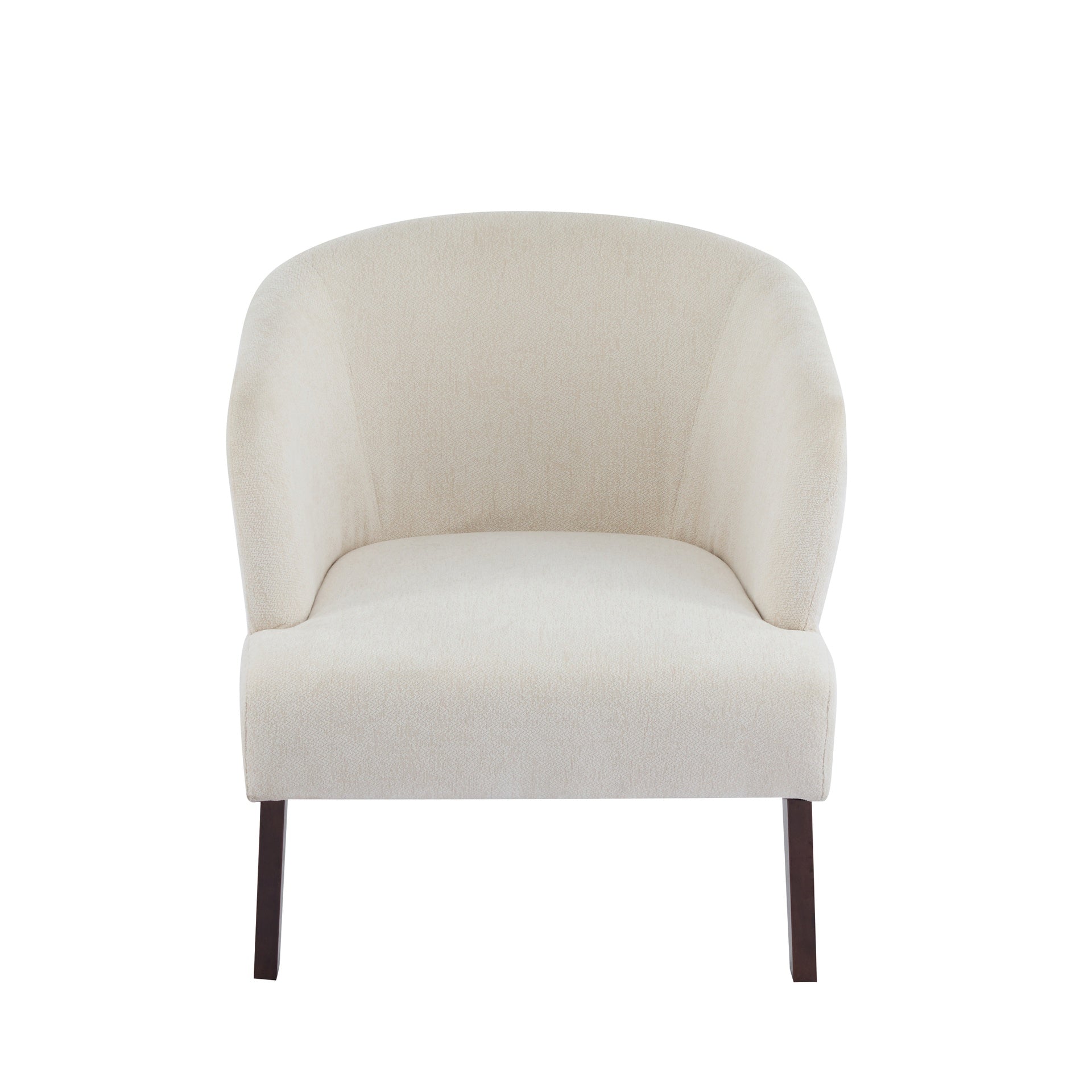 Modern Accent Chair with Round Back & Wooden Legs - Mid-Century Inspired Lounge Chair for Living Room, Bedroom, or Office - Soft Fabric Upholstery