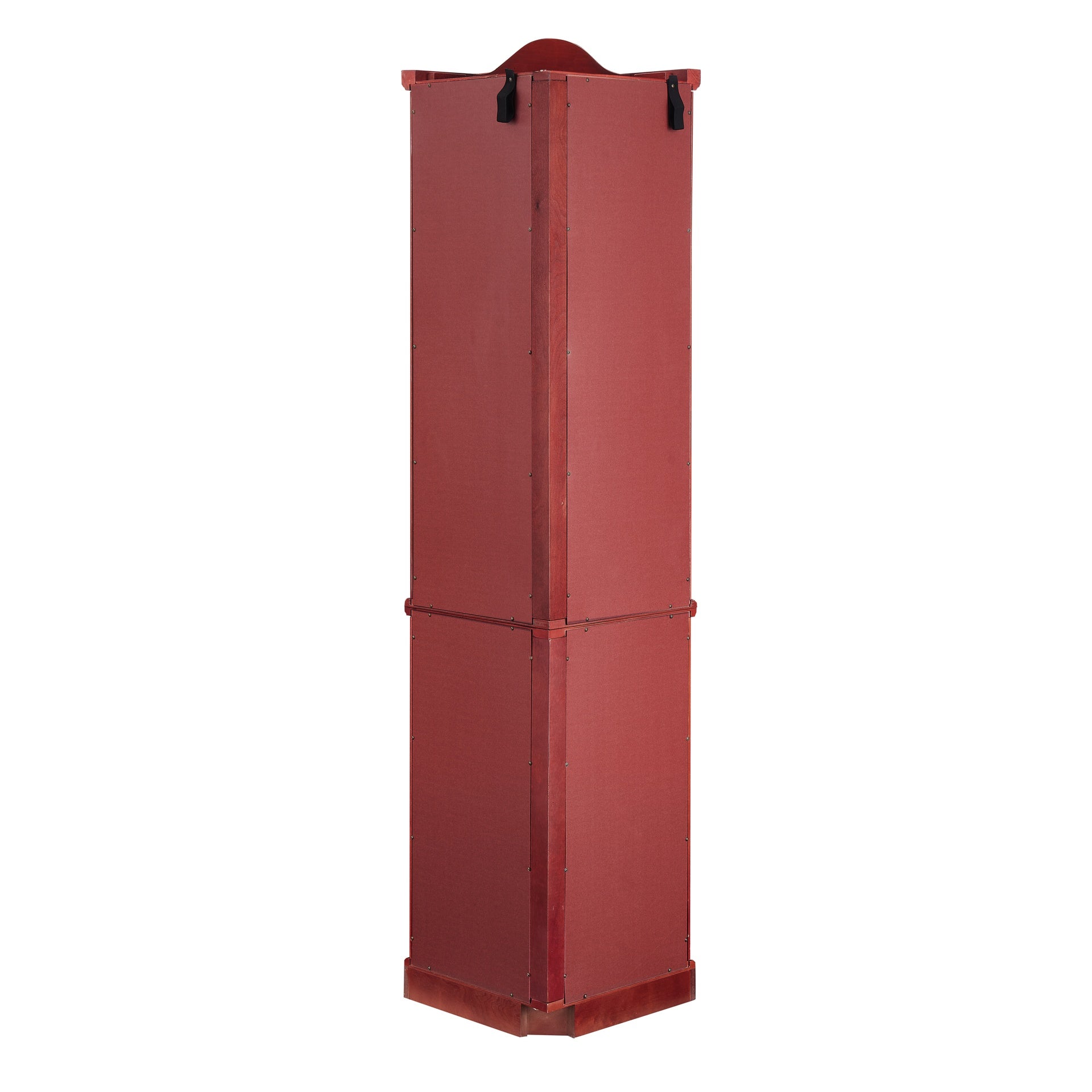 Curio Cabinet Lighted Glass Display Curio Cabinet w/Tempered Glass Doors and Shelves, Crown Corner Cabinet with Bulb, Corner Storage Decoration for Living room and Bedroom Cherry