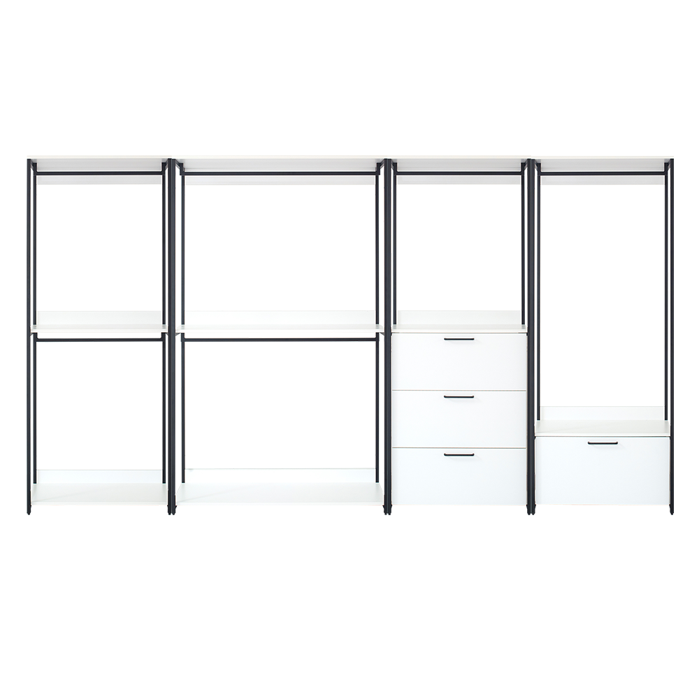 Fiona White Freestanding Walk in Wood Closet System with Metal Frame