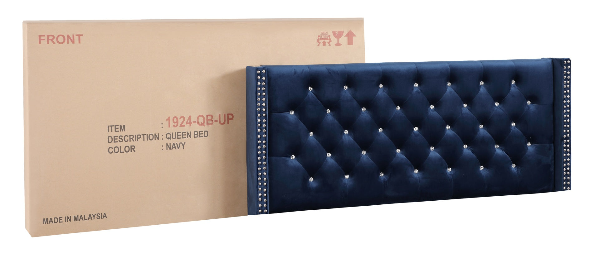 Transitional Full Upholstered Bed In Navy Blue