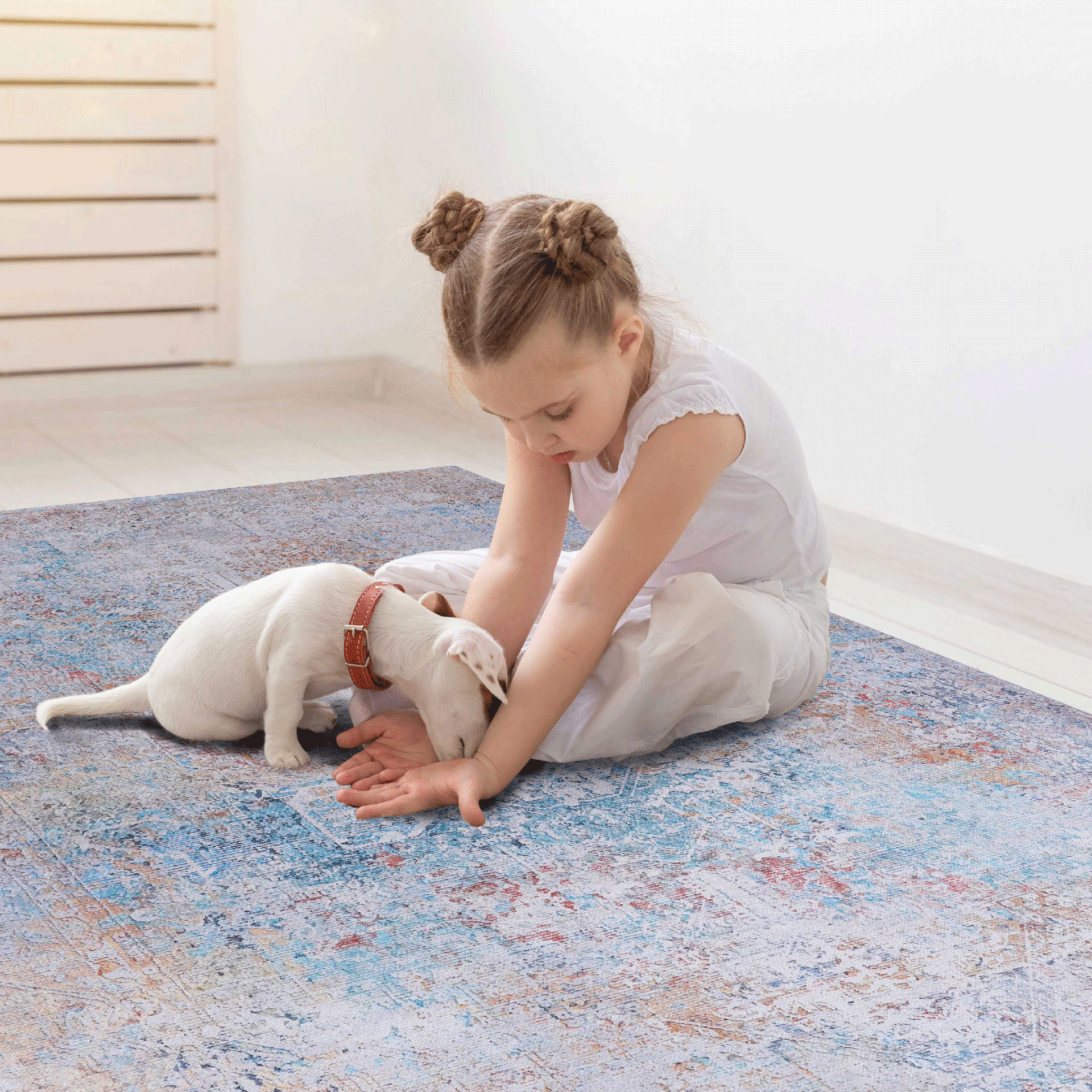MAVAL Yellow Washable Rug 4x6 Area Rug (Yellow, 4' x 6')