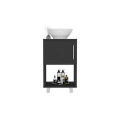 Single Bathroom Vanity with Sink, One Open Shelf, Single Door Cabinet, Black