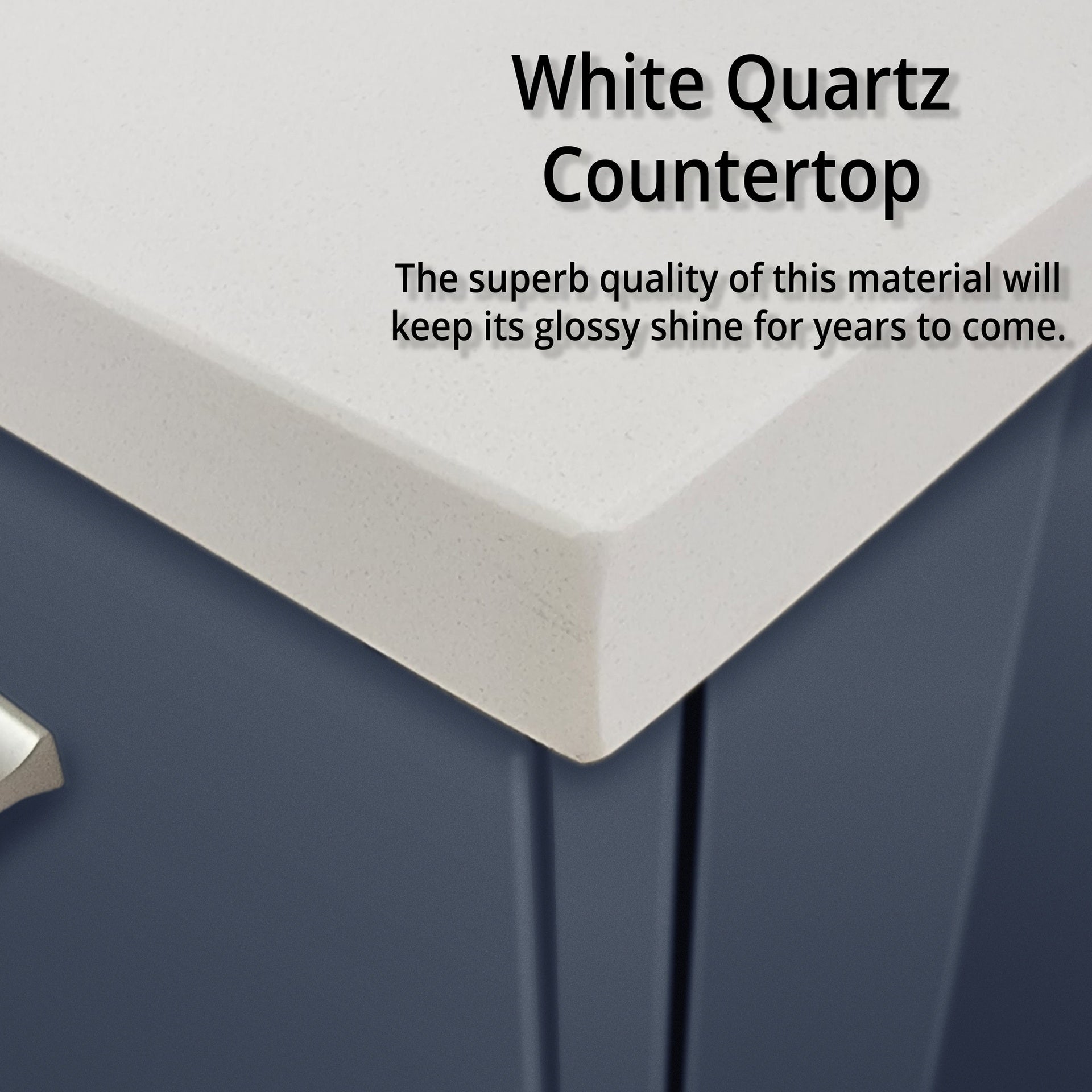 Navy Blue Bath Vanity 30 in. W x 22 in. D, White Quartz Top, and 30 in. LED Mirror