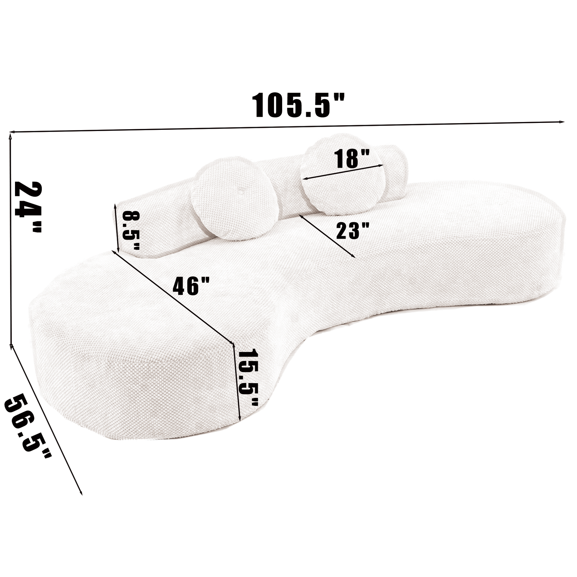 [NEW ARRIVED] [VIDEO PROVIDED]105.5''Curved Sofa, Modern Minimalist Sofa, Cloud Couch Sofa 3-4 Seater Couch with 2 Pillows,Bedroom,  No Assembly Required, Point-shaped corduroy,(Anti-Wrinkle) , Gray