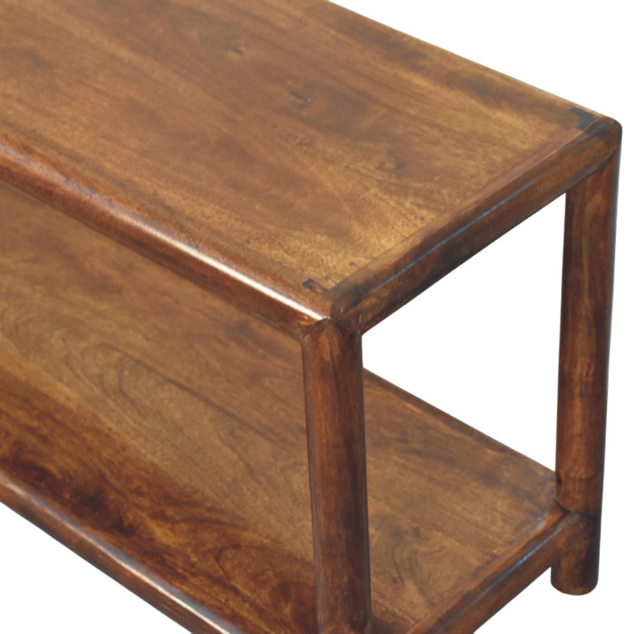 Solid Wood Bench with Lower Shelf, Brown