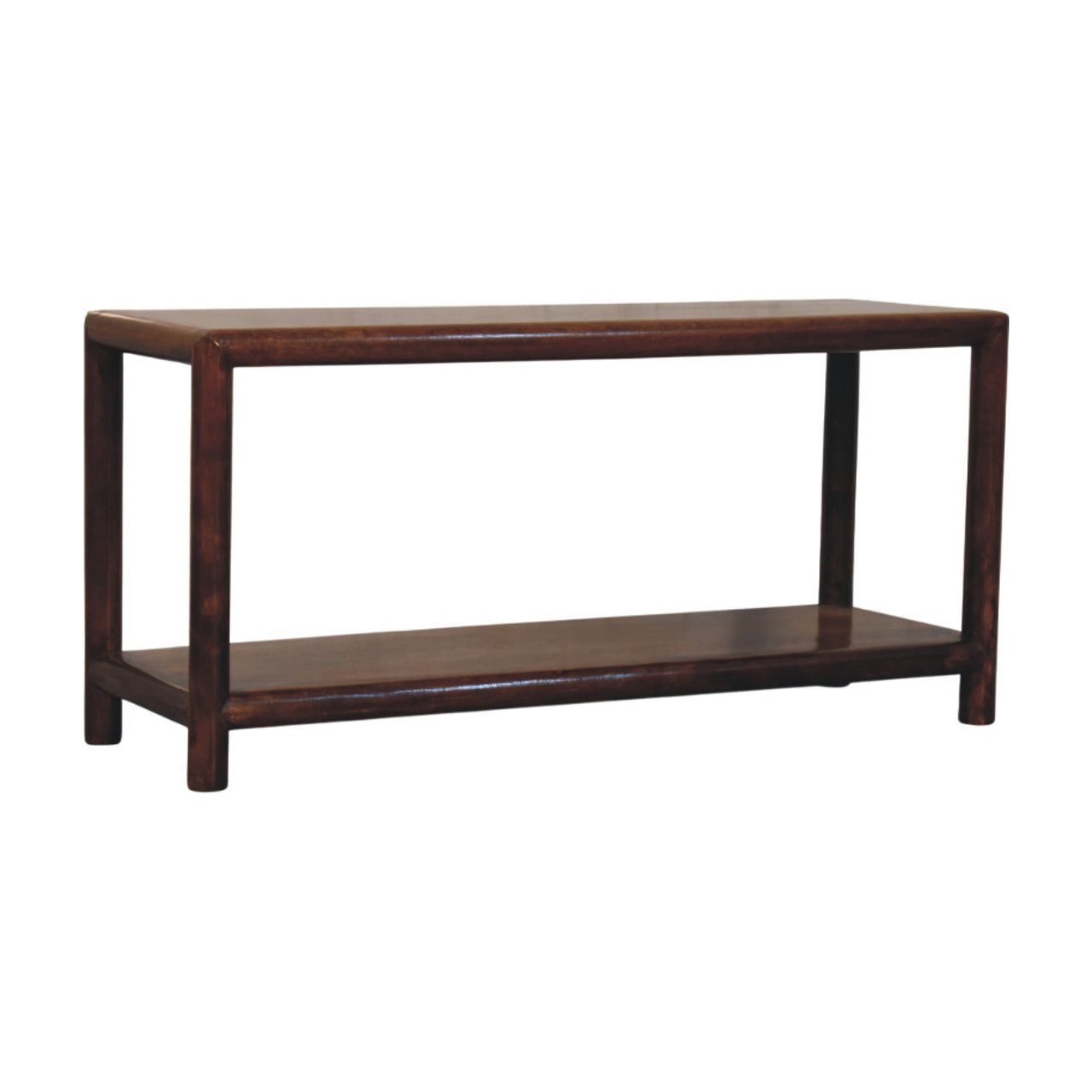 Solid Wood Bench with Lower Shelf, Brown