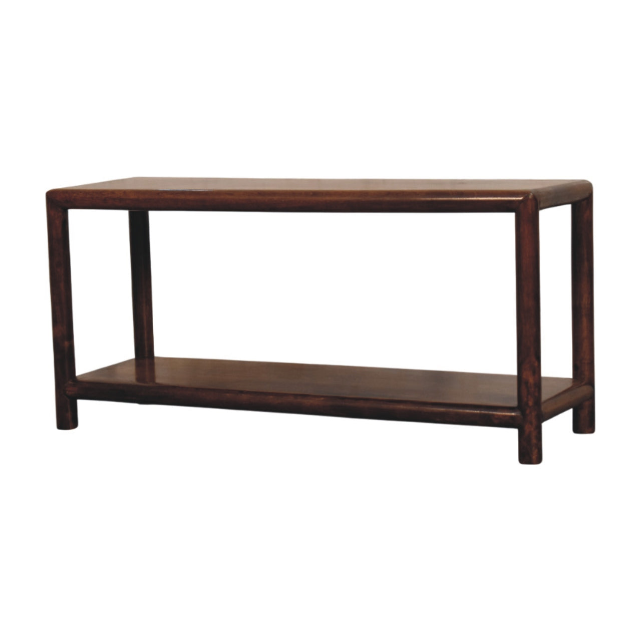 Solid Wood Bench with Lower Shelf, Brown