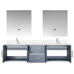 Dark Grey Double Bath Vanity 72 in. W x 22 in. D, Cultured Marble Top, Faucet Set, and 30 in. LED Mirrors
