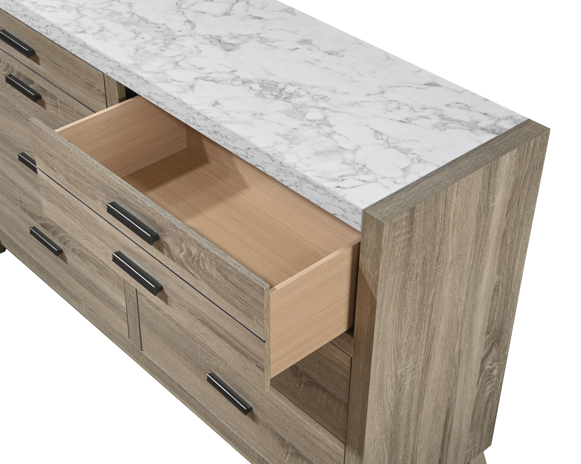 1pc Rustic Transitional Contemporary Dresser Natural Brown Faux Stone Top Bed Side Cabinet Furniture