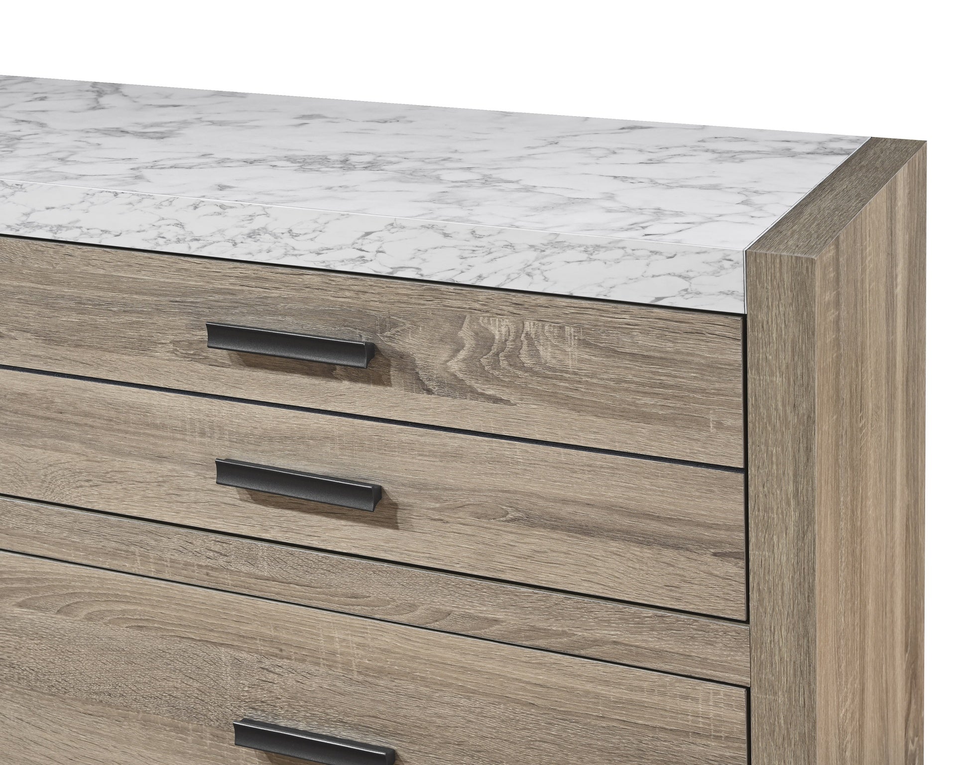 1pc Rustic Transitional Contemporary Dresser Natural Brown Faux Stone Top Bed Side Cabinet Furniture