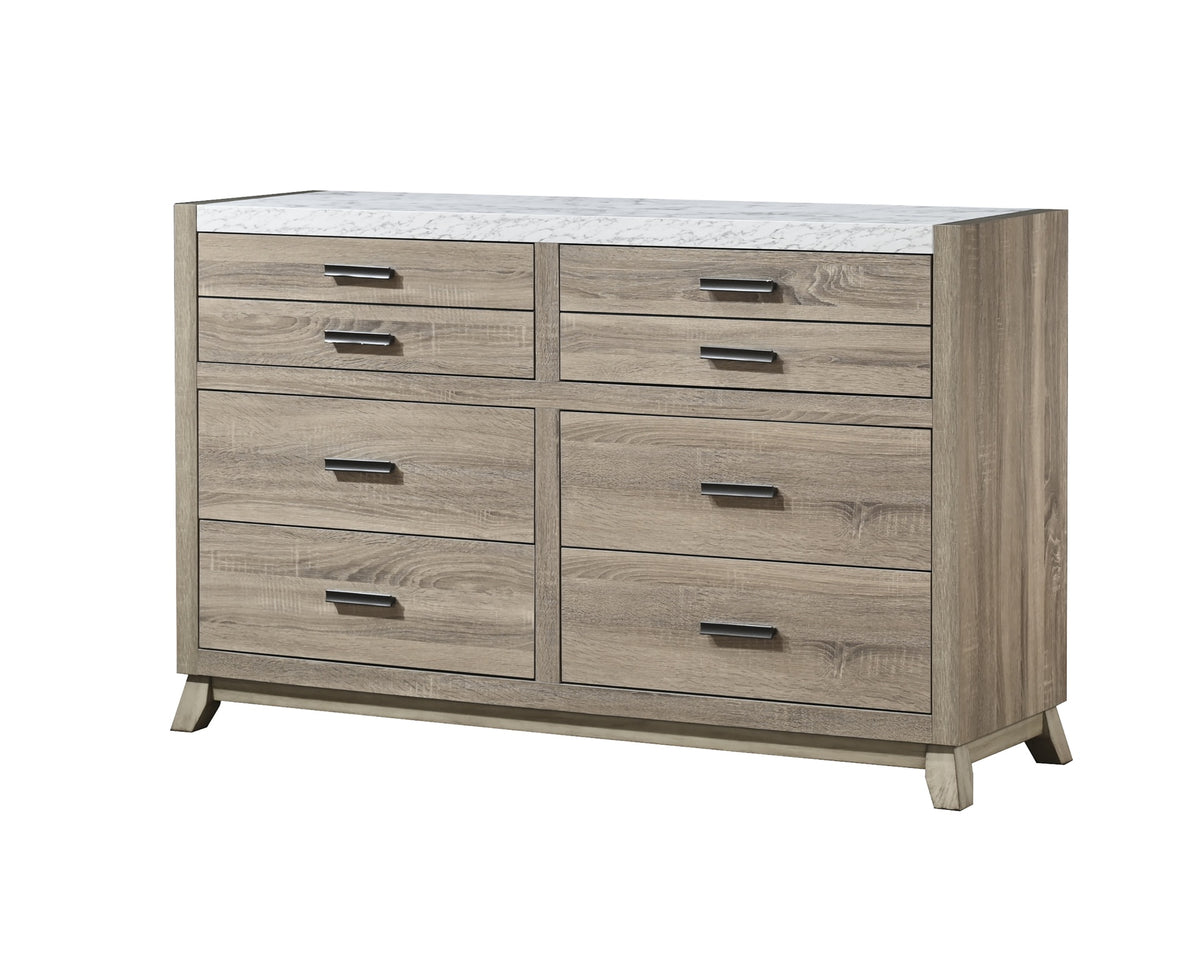 1pc Rustic Transitional Contemporary Dresser Natural Brown Faux Stone Top Bed Side Cabinet Furniture