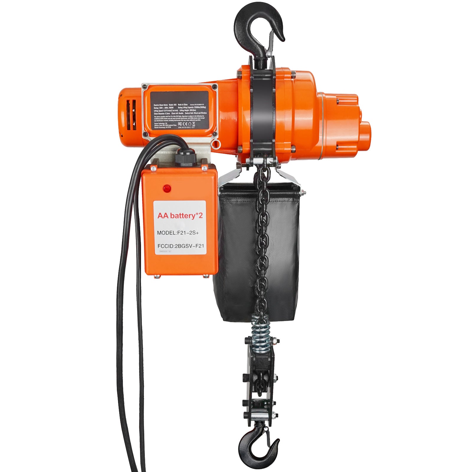 Electric Chain Hoist Single Phase Crane Hoist 2200 lbs Load 20 ft Lifting